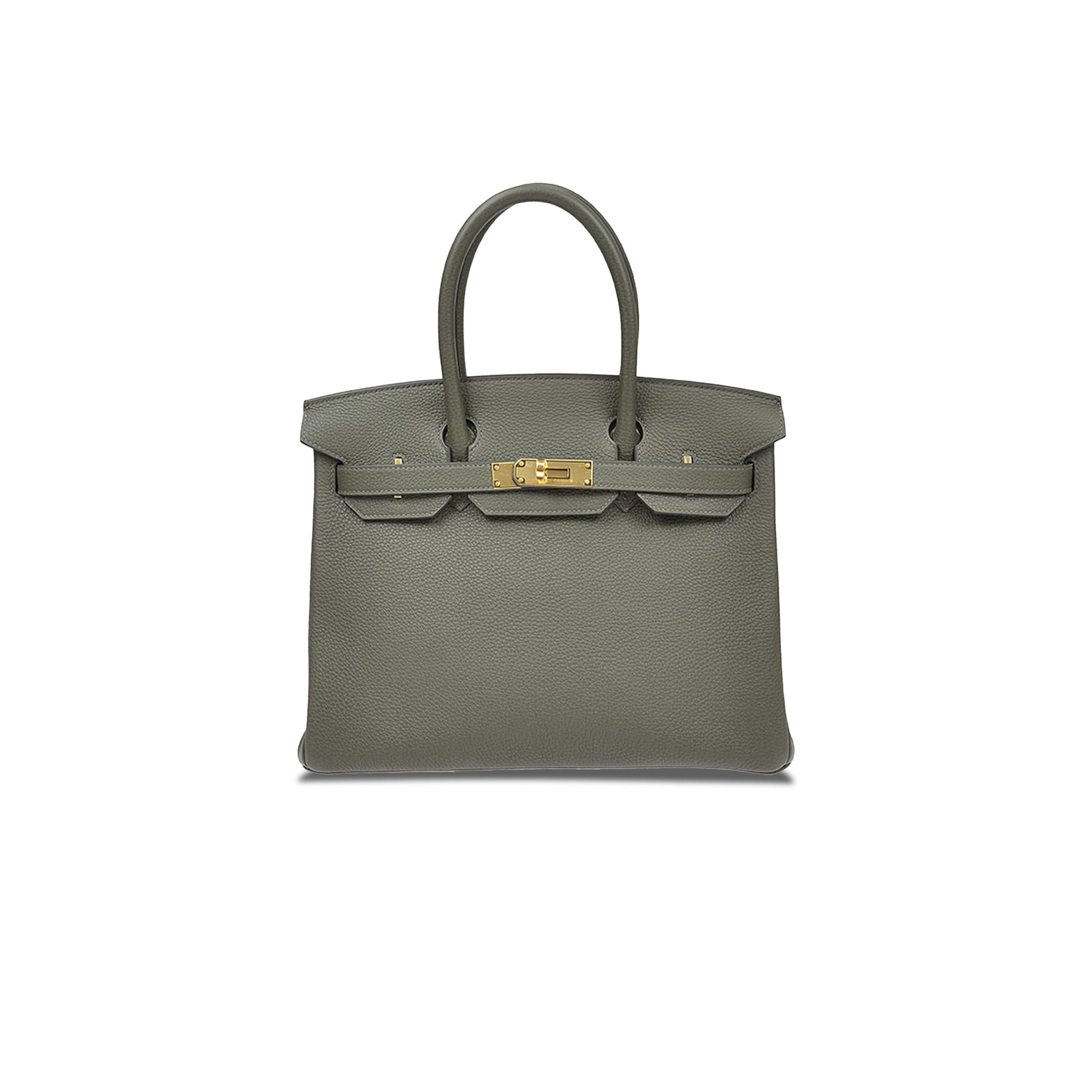 HERMES BIRKIN 30 TOGO LEATHER ALMOND GREEN GOLD BUCKLE HANDBAG BK30C6TGGP (30*23*15cm)